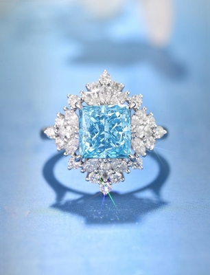 Preisschnitt 3ct VS synthetische blaue Diamantringe 18k Weißgold Labor gewachsen Verlobungsringe