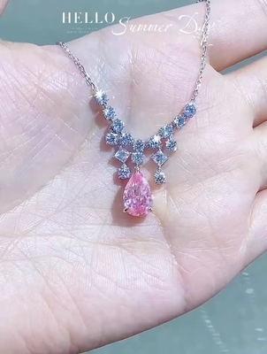 IGI-zertifizierte Labor-gewachsene Diamanthänger Birnenschnitt 2,84 Ct Rosa schicke Farbe