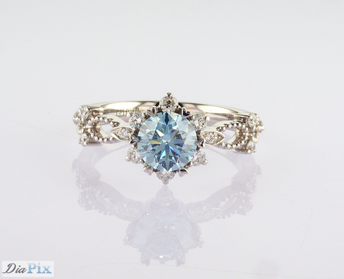 Blauer CVD 1.01ct Laborgewachsener Diamant Hochzeitsring 18K Weißgold Set IGI zertifiziert