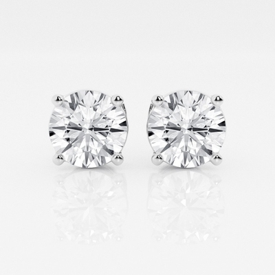 4 Klauen Ohrringe AU750 CVD DEF VS VVS Runder Laborgewachsener synthetischer Diamant IGI zertifiziert