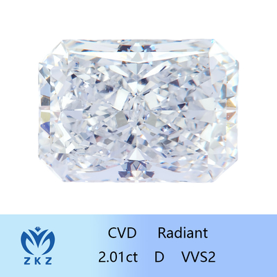 Radiant Cut 2ct als angebaute CVD Lab angebaute weiße Diamanten mit IGI-Zertifizierung