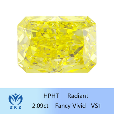 HPHT fantastischer klarer gelber Diamond Man Made Radiant Cut 2.09ct IGI bescheinigte