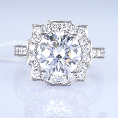 18k Cool Design Ring 3ct Weißer Lab-Grown Diamant Ring Runde Form Synthetischer Diamant Ring