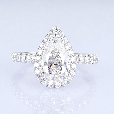18k Birne rundum Voll Diamanten Frauen Ring Weiß Labor gewachsener Diamant Ring Schönes Design für Geschenke für die Party