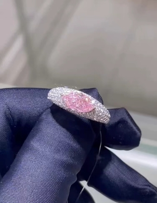 Marquise Lab gewachsenen Diamant Schmuck Pink CVD Diamant Ring 18k Weiß Gold bestehen den Test