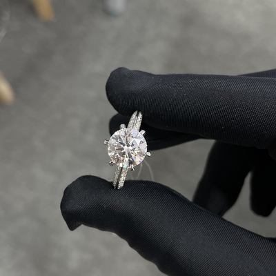 Laborgewachsene Diamantringe 3,01ct CVD Weiß F VS2 Halbland Stil Rund