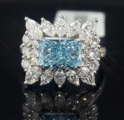 2.20ct Blue Lab Grown Diamond Ring mit Umgebung Stil Einstellung für besondere Anlässe
