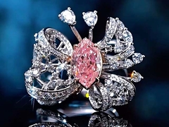 Bowknot Butterfly Design Pink Lab Grown Diamond Ring für Party Schmuck Design